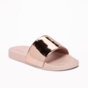 OLD NAVY Pink & Rose Gold Pool Slide Sandals NWT | Size 10/11